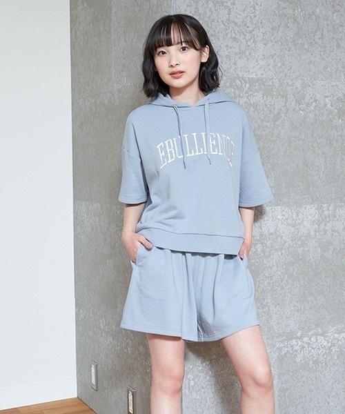 LOVETOXIC（ラブトキシック）の「パーカ半袖SETUP（ワンピース・キッズ・オフホワイト/サックスブルー/ブラック・S/M/L）」の3枚目の写真