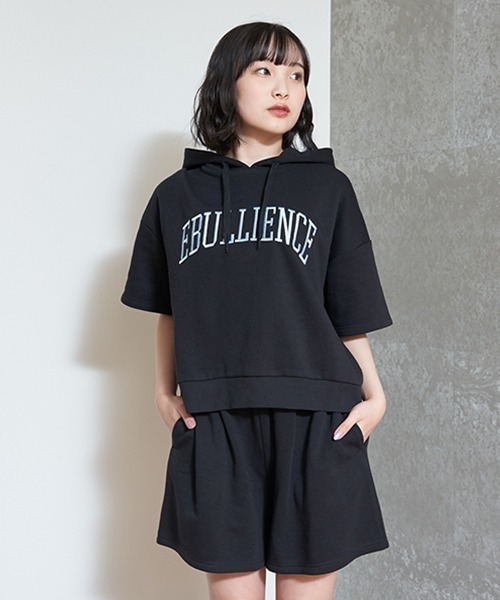 LOVETOXIC（ラブトキシック）の「パーカ半袖SETUP（ワンピース・キッズ・オフホワイト/サックスブルー/ブラック・S/M/L）」の2枚目の写真