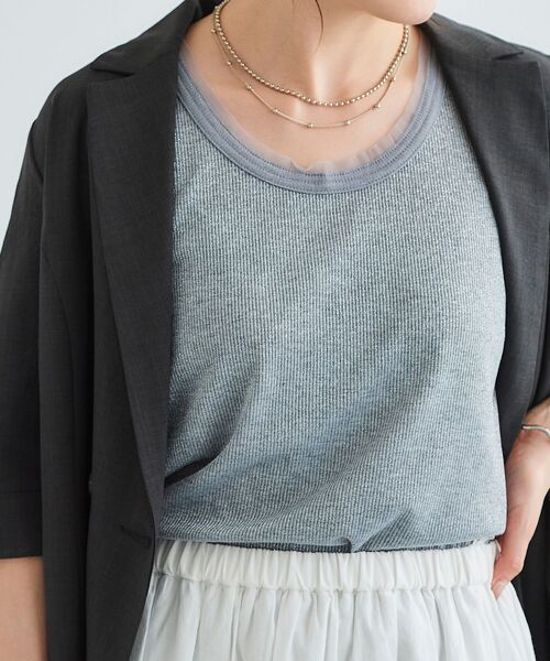 le.coeur blanc（ルクールブラン）の「ラメリブタンクトップ（タンクトップ・レディース・ブラック/グレー/オフホワイト・38）」の16枚目の写真