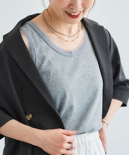 le.coeur blanc（ルクールブラン）の「ラメリブタンクトップ（タンクトップ・レディース・ブラック/グレー/オフホワイト・38）」の18枚目の写真