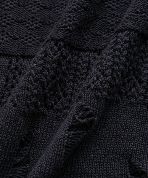 ADAM ET ROPE'(アダムエロペ)の「ルーズシルエット クレイジーパターン ニット プルオーバー / ユニセックス(ニット/セーター・メンズ・スミクロ/オフホワイト・M/L)」の8枚目の写真