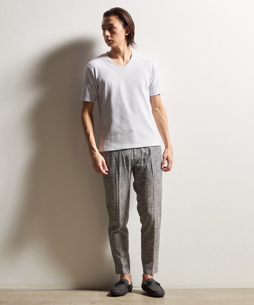 HIDEAWAYS NICOLE（ハイダウェイニコル）の「ブロックリンクスＶネック半袖プルオーバー（Tシャツ/カットソー・メンズ・ピンク/ライトグレー/ホワイト/サックスブルー/ブラック・LARGE/MEDIUM/X-LARGE）」の16枚目の写真