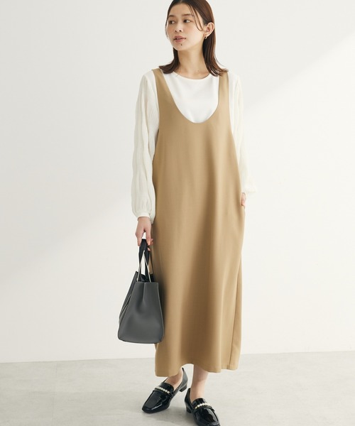 Green　Parks（グリーンパークス）の「前後2wayハイスペックジャンパースカート（ジャンパースカート・レディース・ブラック/ベージュ/グレー・L/M）」の3枚目の写真