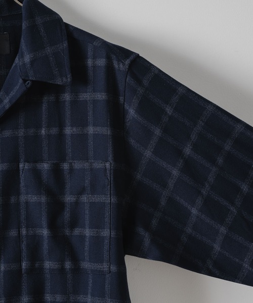 DOOPZ(ドープス)の「OMBRE CHECK OPEN COLLAR SHIRT - オンブレチェックオープンカラーシャツ(シャツ/ブラウス・メンズ・ネイビー/ブラック・LARGE/MEDIUM/SMALL)」の4枚目の写真
