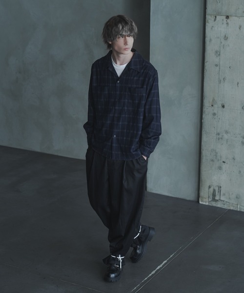 DOOPZ(ドープス)の「OMBRE CHECK OPEN COLLAR SHIRT - オンブレチェックオープンカラーシャツ(シャツ/ブラウス・メンズ・ネイビー/ブラック・LARGE/MEDIUM/SMALL)」の22枚目の写真