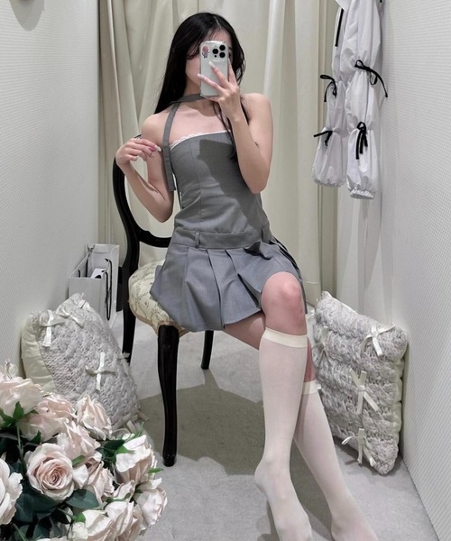 ワンピース epine lace bare pleats ribbon onepiece épine lace bare pleats ribbon tieonepiece（2colo