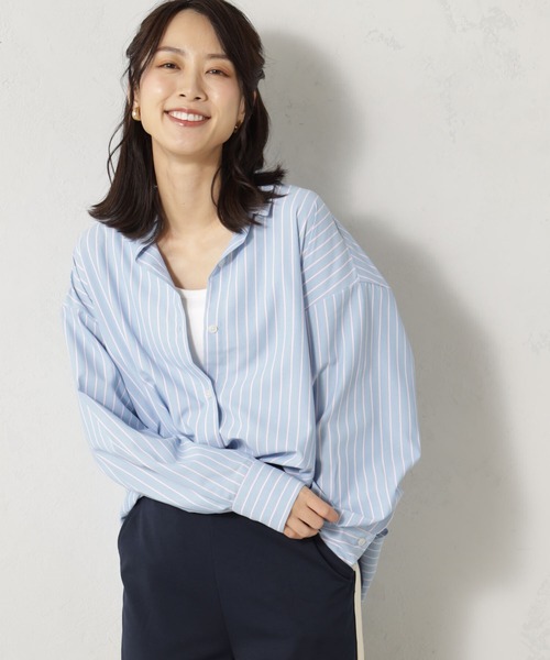 FOUND GOOD（ファウンドグッド）の「接触冷感・UV. 速乾・お手入れ簡単コタットレギュラーシャツ（シャツ/ブラウス・レディース・ブラウン系5/ブラック/ブラウン系/オレンジ系/ブルー系5/グリーン/ブルー系/ブルー系1・S/M/L）」の6枚目の写真