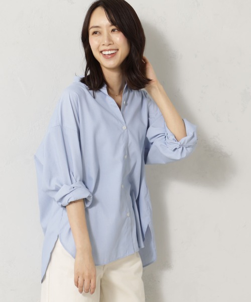 FOUND GOOD（ファウンドグッド）の「接触冷感・UV. 速乾・お手入れ簡単コタットレギュラーシャツ（シャツ/ブラウス・レディース・ブラウン系5/ブラック/ブラウン系/オレンジ系/ブルー系5/グリーン/ブルー系/ブルー系1・S/M/L）」の7枚目の写真