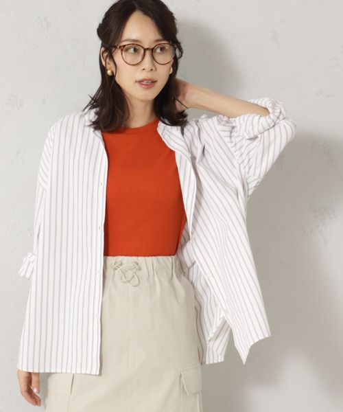 FOUND GOOD（ファウンドグッド）の「接触冷感・UV. 速乾・お手入れ簡単コタットレギュラーシャツ（シャツ/ブラウス・レディース・ブラウン系5/ブラック/ブラウン系/オレンジ系/ブルー系5/グリーン/ブルー系/ブルー系1・S/M/L）」の8枚目の写真