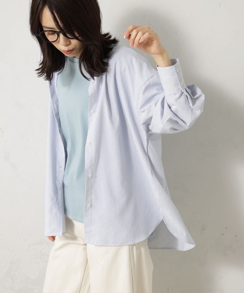 FOUND GOOD（ファウンドグッド）の「接触冷感・UV. 速乾・お手入れ簡単コタットレギュラーシャツ（シャツ/ブラウス・レディース・ブラウン系5/ブラック/ブラウン系/オレンジ系/ブルー系5/グリーン/ブルー系/ブルー系1・S/M/L）」の20枚目の写真