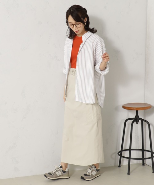 FOUND GOOD（ファウンドグッド）の「接触冷感・UV. 速乾・お手入れ簡単コタットレギュラーシャツ（シャツ/ブラウス・レディース・ブラウン系5/ブラック/ブラウン系/オレンジ系/ブルー系5/グリーン/ブルー系/ブルー系1・S/M/L）」の18枚目の写真