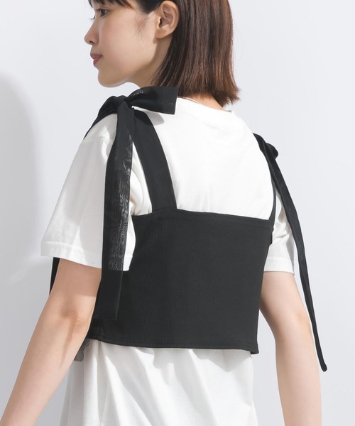 PICCIN（ピッチン）の「【WEB限定】チュールフリルショートビスチェ（キャミソール・レディース・ブラック/グレイッシュベージュ・M/L）」の11枚目の写真