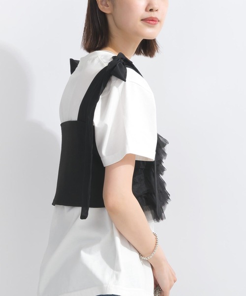 PICCIN（ピッチン）の「【WEB限定】チュールフリルショートビスチェ（キャミソール・レディース・ブラック/グレイッシュベージュ・M/L）」の10枚目の写真