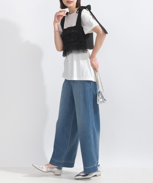 PICCIN（ピッチン）の「【WEB限定】チュールフリルショートビスチェ（キャミソール・レディース・ブラック/グレイッシュベージュ・M/L）」の7枚目の写真