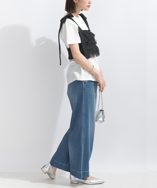 PICCIN（ピッチン）の「【WEB限定】チュールフリルショートビスチェ（キャミソール・レディース・ブラック/グレイッシュベージュ・M/L）」の5枚目の写真