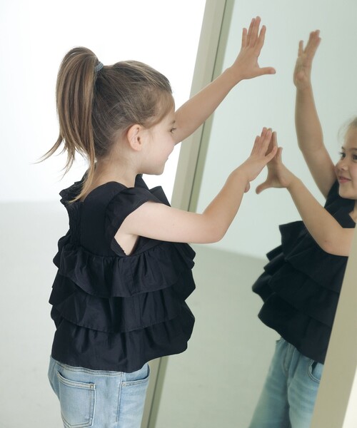 green label relaxing(グリーンレーベルリラクシング)の「ティアード ノースリーブ ブラウス(シャツ/ブラウス・キッズ・ブラック/ピンク・100cm/110cm/120cm/130cm)」の2枚目の写真