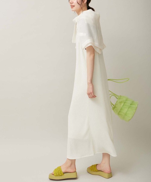 ROPE' PICNIC（ロペピクニック）の「カットジャガードキャミワンピース（ワンピース・レディース・ブルー系その他4/ブラック/オフホワイト・38）」の9枚目の写真