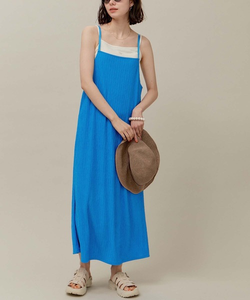 ROPE' PICNIC（ロペピクニック）の「カットジャガードキャミワンピース（ワンピース・レディース・ブルー系その他4/ブラック/オフホワイト・38）」の12枚目の写真