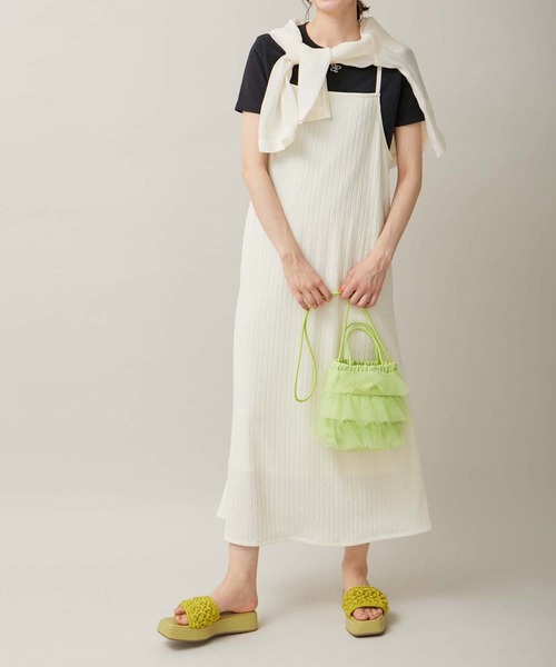 ROPE' PICNIC（ロペピクニック）の「カットジャガードキャミワンピース（ワンピース・レディース・ブルー系その他4/ブラック/オフホワイト・38）」の10枚目の写真