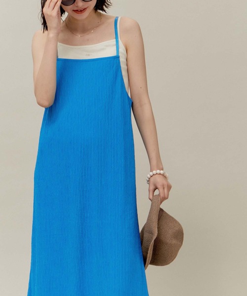 ROPE' PICNIC（ロペピクニック）の「カットジャガードキャミワンピース（ワンピース・レディース・ブルー系その他4/ブラック/オフホワイト・38）」の15枚目の写真