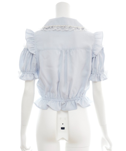 Secret Honey（シークレットハニー）の「肩開きラッフル裾フリルブラウス（シャツ/ブラウス・レディース・オフホワイト/ブルー・MEDIUM）」の3枚目の写真