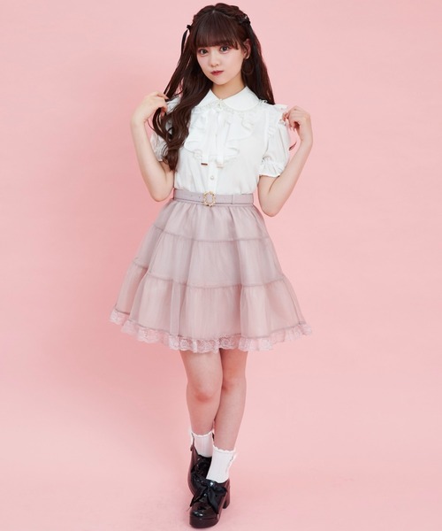 Secret Honey（シークレットハニー）の「肩開きラッフル裾フリルブラウス（シャツ/ブラウス・レディース・オフホワイト/ブルー・MEDIUM）」の11枚目の写真