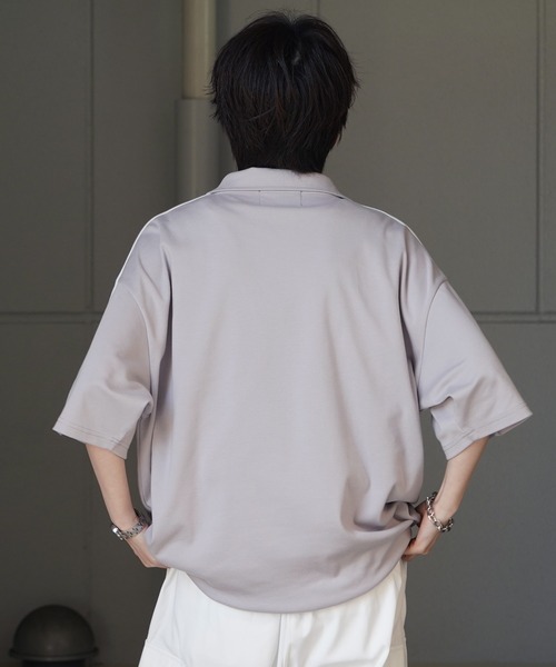 Confirm(コンファーム)の「ナチュラルドレープ とろみポンチ ビッグシルエット ワンポイント刺繍 ドロストハーフジップ半袖Tシャツ カットソー ユニセックス(Tシャツ/カットソー・メンズ・チャコールグレー/グレー/ホワイト/ミント/サックスブルー/ブラック・L/M)」の11枚目の写真