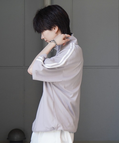 Confirm(コンファーム)の「ナチュラルドレープ とろみポンチ ビッグシルエット ワンポイント刺繍 ドロストハーフジップ半袖Tシャツ カットソー ユニセックス(Tシャツ/カットソー・メンズ・チャコールグレー/グレー/ホワイト/ミント/サックスブルー/ブラック・L/M)」の7枚目の写真