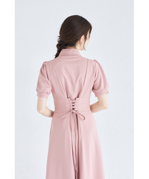 tocco closet（トッコ　クローゼット）の「ヨークレース切り替えバックレースアップ半袖シャツワンピース（ワンピース・レディース・ベージュ/ダークネイビー/ピンク・M）」の22枚目の写真