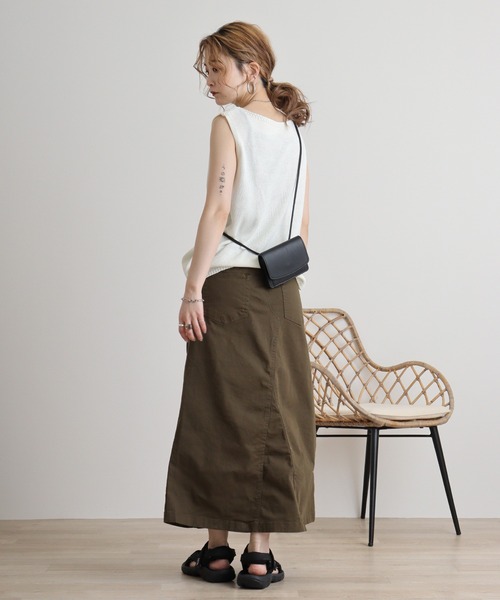 atONE（アットワン）の「atONE ウエストリブストレッチロングスカート（スカート・レディース・ベージュ/ブラック/カーキ・M/3L/L/LL/4L）」の19枚目の写真
