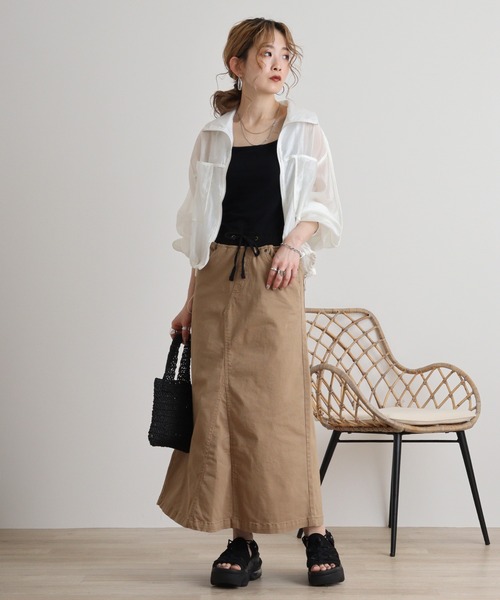 atONE（アットワン）の「atONE ウエストリブストレッチロングスカート（スカート・レディース・ベージュ/ブラック/カーキ・M/3L/L/LL/4L）」の13枚目の写真
