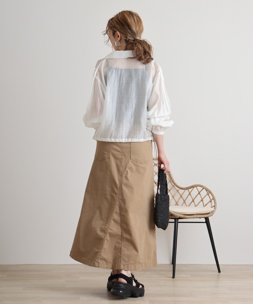atONE（アットワン）の「atONE ウエストリブストレッチロングスカート（スカート・レディース・ベージュ/ブラック/カーキ・M/3L/L/LL/4L）」の14枚目の写真