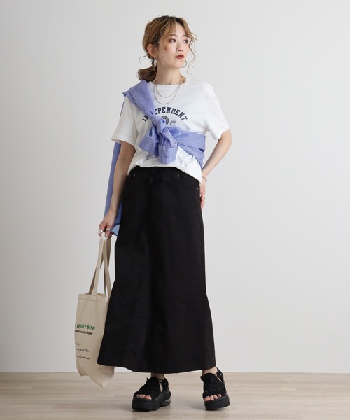 atONE（アットワン）の「atONE ウエストリブストレッチロングスカート（スカート・レディース・ベージュ/ブラック/カーキ・M/3L/L/LL/4L）」の8枚目の写真