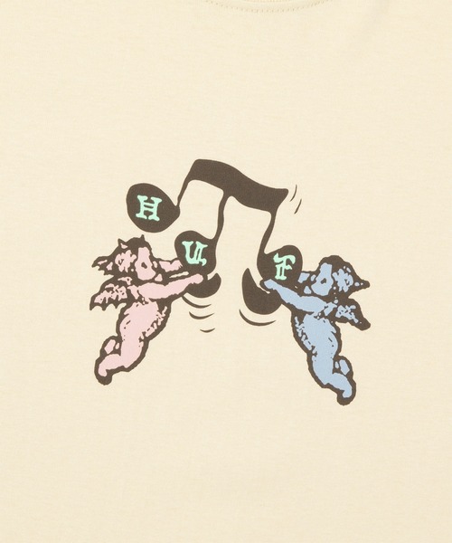 HUF（ハフ）の「SONG TEE  / HUF ハフ 半袖プリント Tシャツ（Tシャツ/カットソー・メンズ・プラム/ストーン/ブラック・X-LARGE/LARGE/MEDIUM/SMALL/XX-LARGE）」の4枚目の写真
