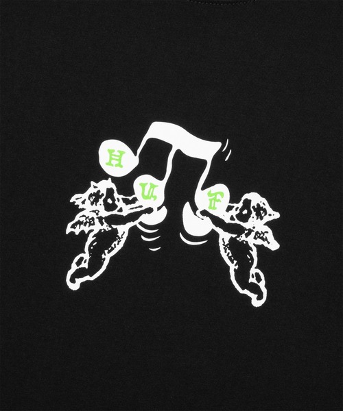 HUF（ハフ）の「SONG TEE  / HUF ハフ 半袖プリント Tシャツ（Tシャツ/カットソー・メンズ・プラム/ストーン/ブラック・X-LARGE/LARGE/MEDIUM/SMALL/XX-LARGE）」の5枚目の写真