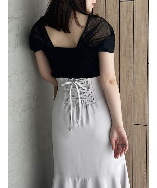 MERCURYDUO（マーキュリーデュオ）の「シャイニーシアーチュールパフニット（ニット/セーター・レディース・オフホワイト/ブルー/ブラック・FREE）」の19枚目の写真