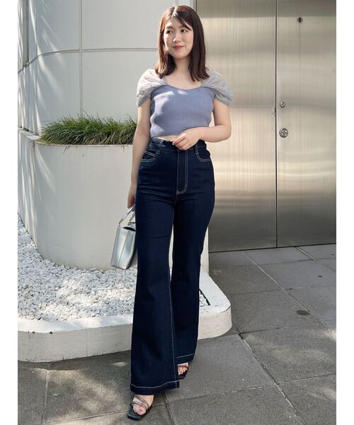 MERCURYDUO（マーキュリーデュオ）の「シャイニーシアーチュールパフニット（ニット/セーター・レディース・オフホワイト/ブルー/ブラック・FREE）」の18枚目の写真