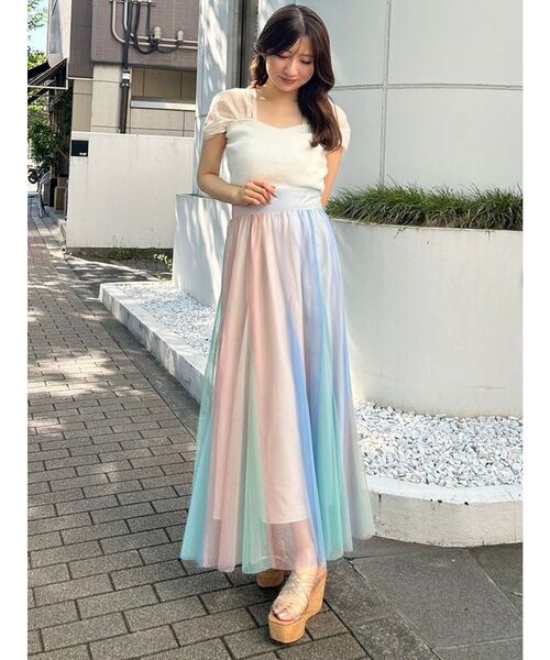 MERCURYDUO（マーキュリーデュオ）の「シャイニーシアーチュールパフニット（ニット/セーター・レディース・オフホワイト/ブルー/ブラック・FREE）」の15枚目の写真