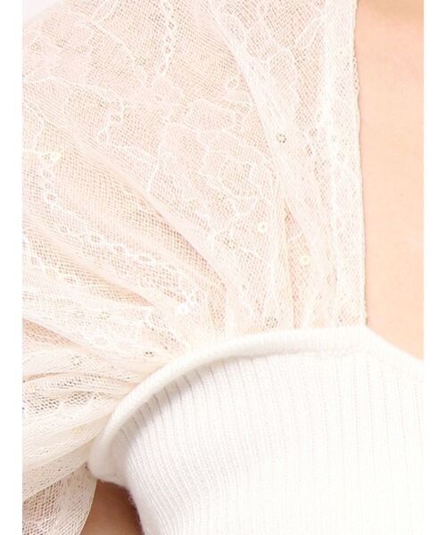 MERCURYDUO（マーキュリーデュオ）の「シャイニーシアーチュールパフニット（ニット/セーター・レディース・オフホワイト/ブルー/ブラック・FREE）」の4枚目の写真