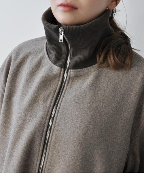 StyleSea(スタイルシー)の「リブ配色カラーミドルジップコート(ダウンジャケット/コート・レディース・ブラウン/チャコールグレー/アイボリー・MEDIUM)」の18枚目の写真