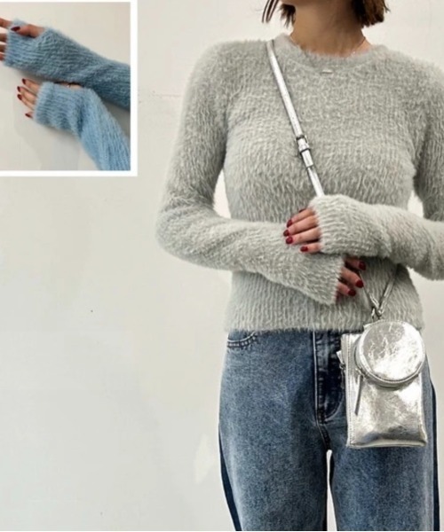 E&C closet…(イーアンドシークローゼット)の「シャギークルーネックプルオーバー(ニット/セーター・レディース・グレイッシュベージュ/アイボリー/グレー/ブラック・FREE)」の8枚目の写真