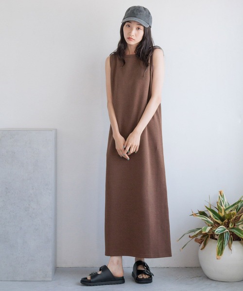 【高橋さま専用】ノースリーブワンピース セール】［高身長さんサイズ有］Vネックノースリーブワンピース