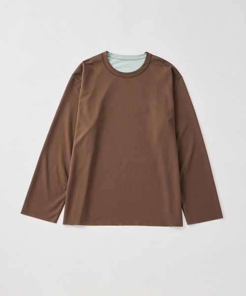 ADAM ET ROPE'(アダムエロペ)の「《定番》ハイゲージ シャンブレー リバーシブル ロングスリーブ Tシャツ / ロングシーズン着用可能 / ユニセックス(Tシャツ/カットソー・メンズ・ベージュ系その他2/ダークブラウン/ネイビー/グリーン/ブラック・L/M)」の2枚目の写真