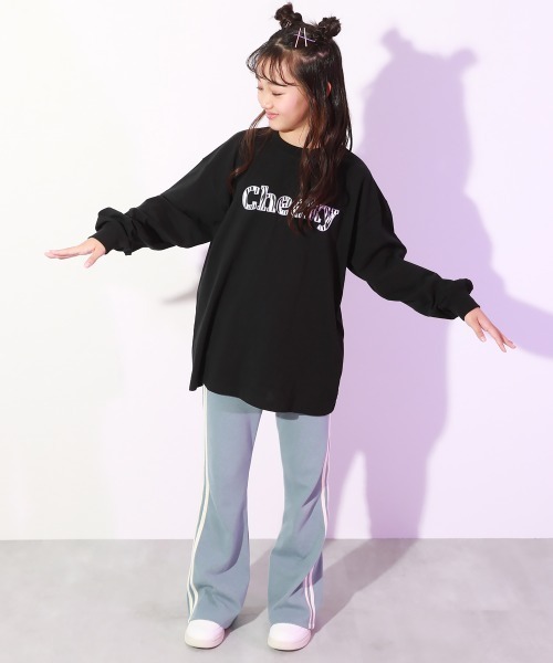 O.W ストレッチフレアブラックパンツ セール】【ハイバーストレッチ】【XS~Lサイズ展開】ハイウエスト