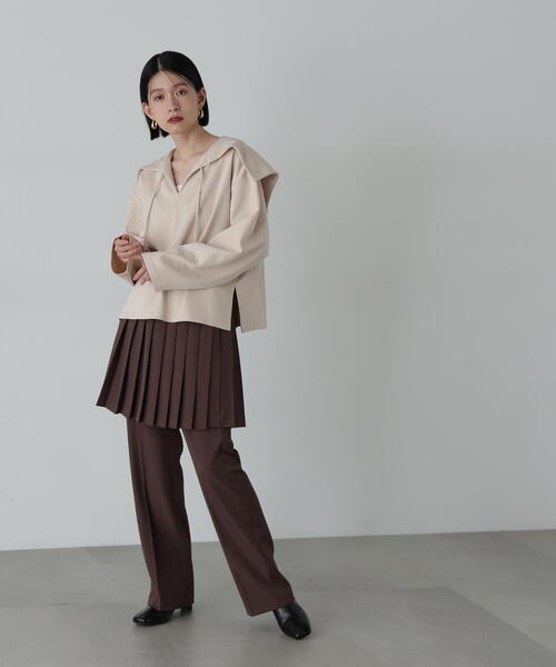 N.（N. Natural Beauty Basic）（エヌエヌナチュラルビューティーベーシック）の「◆裏毛メキシカンパーカー（パーカー・レディース・ベージュ/ネイビー・MEDIUM）」の6枚目の写真