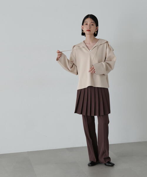 N.（N. Natural Beauty Basic）（エヌエヌナチュラルビューティーベーシック）の「◆裏毛メキシカンパーカー（パーカー・レディース・ベージュ/ネイビー・MEDIUM）」の7枚目の写真