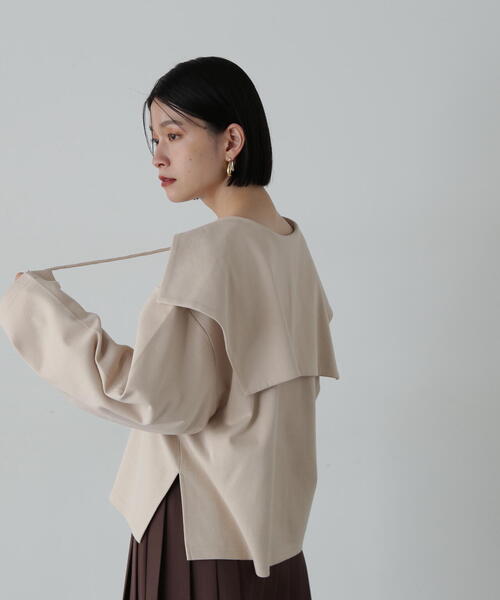 N.（N. Natural Beauty Basic）（エヌエヌナチュラルビューティーベーシック）の「◆裏毛メキシカンパーカー（パーカー・レディース・ベージュ/ネイビー・MEDIUM）」の10枚目の写真