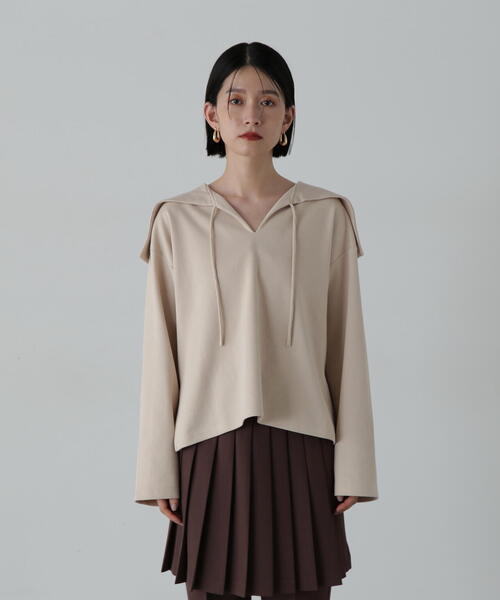 N.（N. Natural Beauty Basic）（エヌエヌナチュラルビューティーベーシック）の「◆裏毛メキシカンパーカー（パーカー・レディース・ベージュ/ネイビー・MEDIUM）」の12枚目の写真