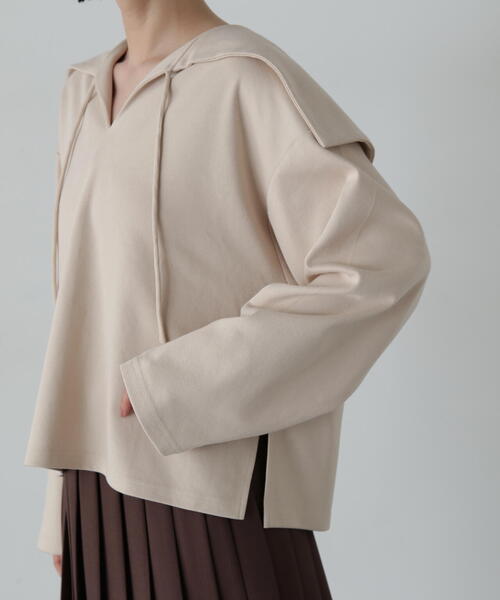 N.（N. Natural Beauty Basic）（エヌエヌナチュラルビューティーベーシック）の「◆裏毛メキシカンパーカー（パーカー・レディース・ベージュ/ネイビー・MEDIUM）」の18枚目の写真