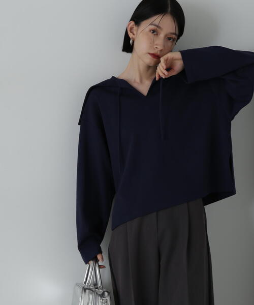 N.（N. Natural Beauty Basic）（エヌエヌナチュラルビューティーベーシック）の「◆裏毛メキシカンパーカー（パーカー・レディース・ベージュ/ネイビー・MEDIUM）」の21枚目の写真